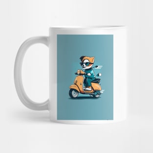 cat riding a scooter Mug